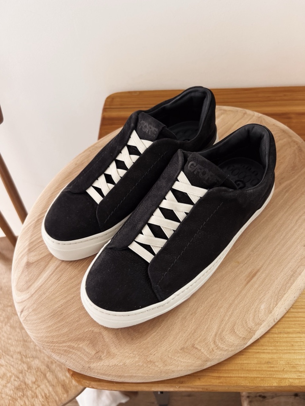 G/FORE Black Suede Low-Top Sneakers with White Sole